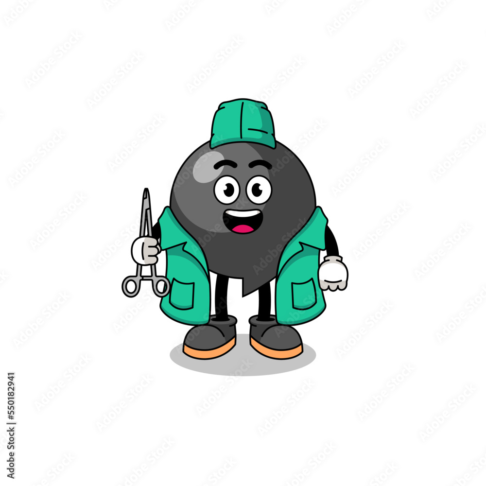 Illustration of comma symbol mascot as a surgeon