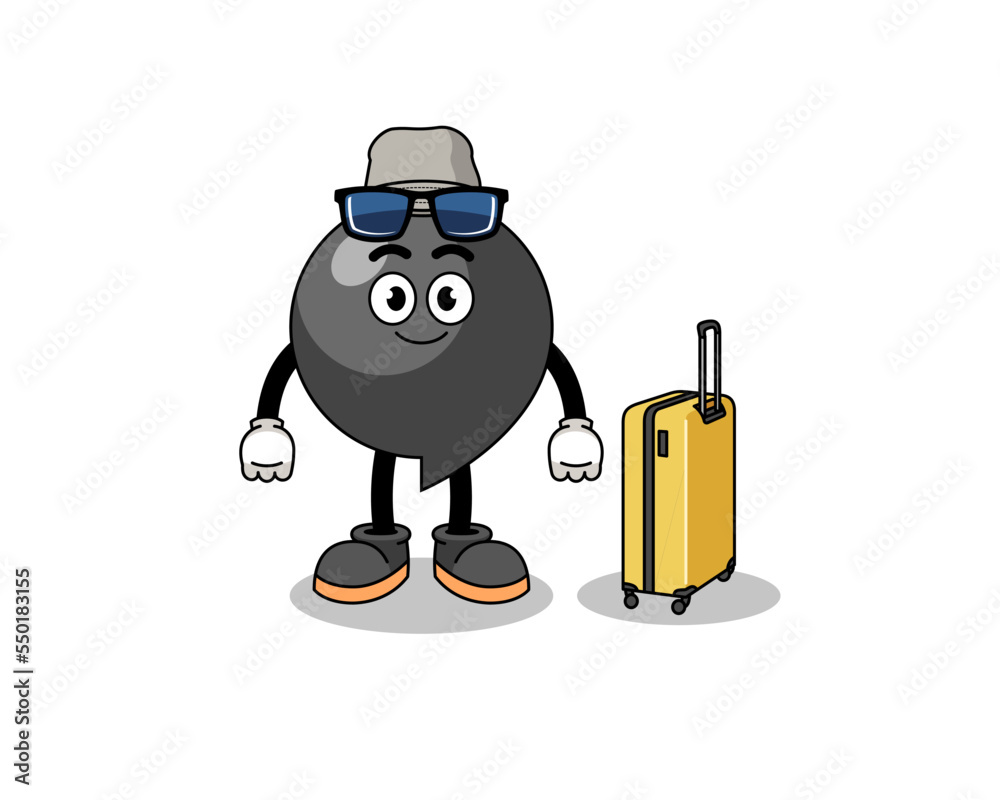 comma symbol mascot doing vacation