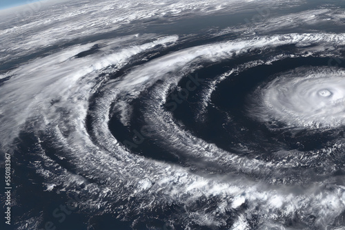 top view of the Ian American hurricane in Florida seen from the satellite