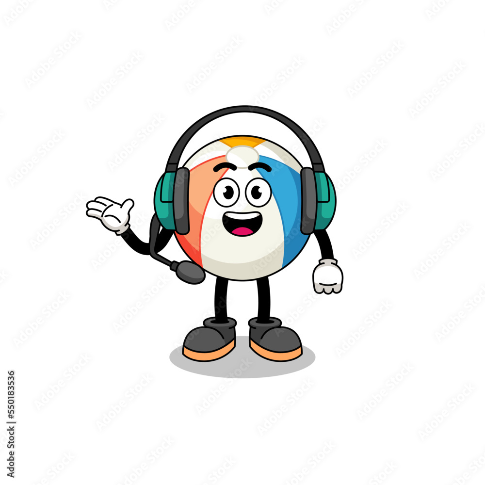 Mascot Illustration of beach ball as a customer services