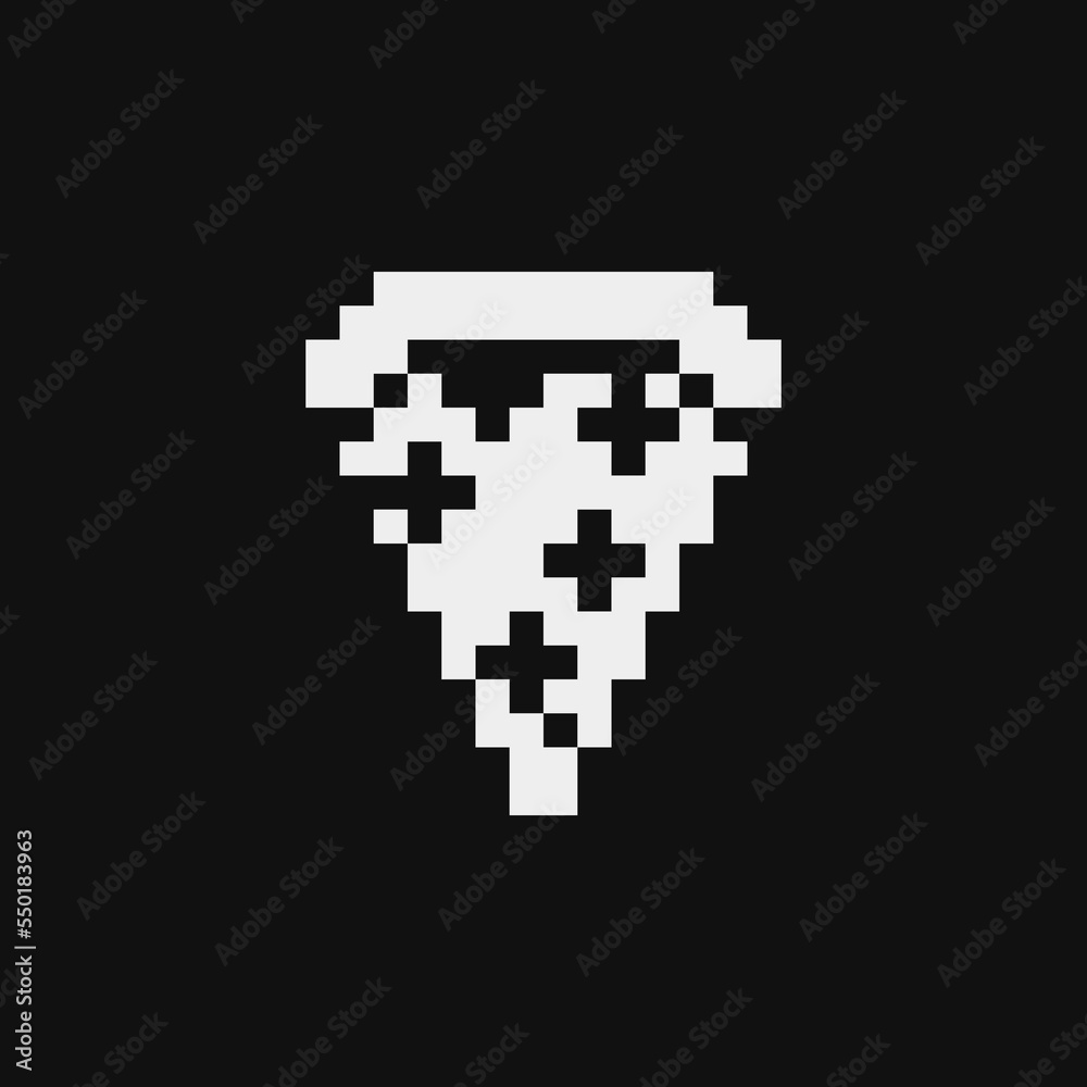 Slice of pizza emoji, pixel art icon. Design for stickers, pizzeria logo, mobile app. Game assets 80s 1-bit sprite. Pepperoni piece pizza isolated vector illustration. Slice of pizza emoji, pixel art icon. Design for stickers, pizzeria logo, mobile app. Game assets 80s 1-bit sprite. Pepperoni piece pizza isolated vector illustration.