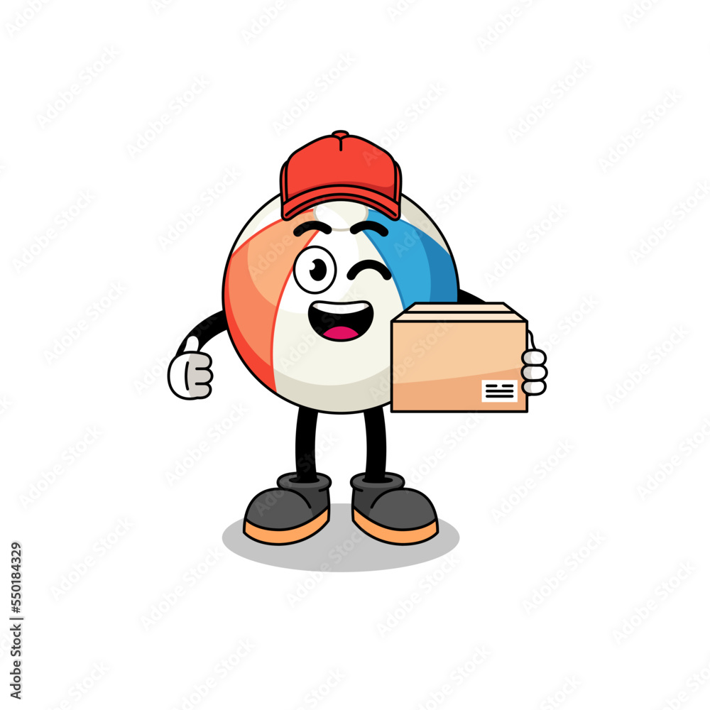 beach ball mascot cartoon as an courier beach ball mascot cartoon as an courier
