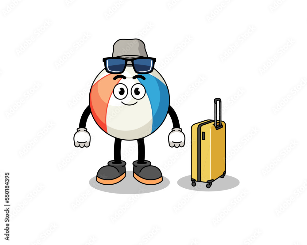 beach ball mascot doing vacation