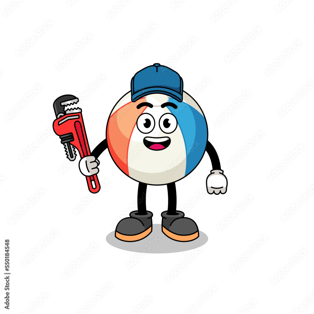 beach ball illustration cartoon as a plumber beach ball illustration cartoon as a plumber
