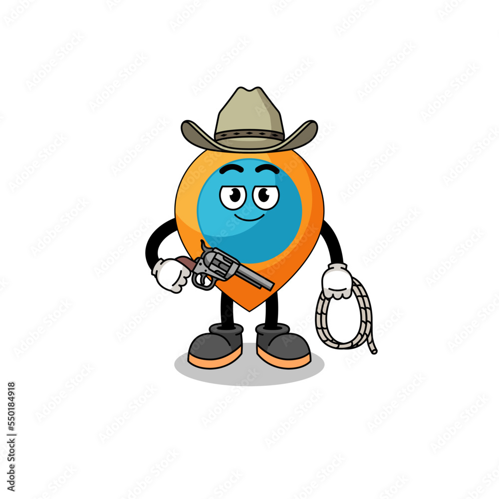Character mascot of location symbol as a cowboy