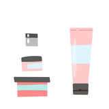 Vector illustration of a set of creams for self-care. Face and hand cream.