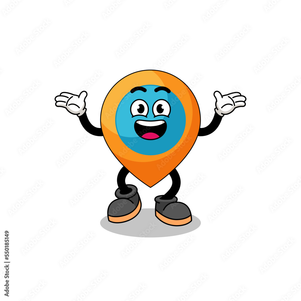 Fototapeta premium location symbol cartoon searching with happy gesture