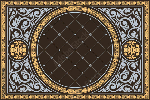 Decorative ornate retro floral blank card