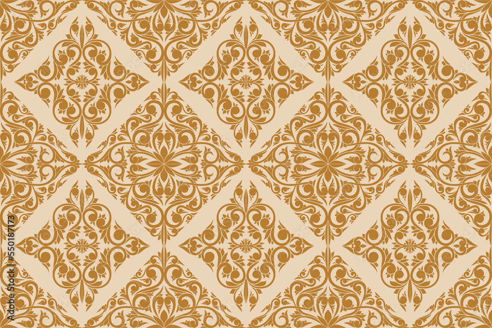 Retro decorative ornate floral seamless pattern