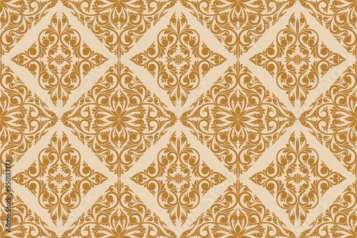 Retro decorative ornate floral seamless pattern