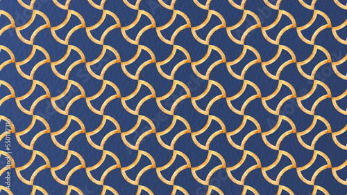 日本の伝統紋様、分銅繋ぎの金箔風背景イラスト素材
