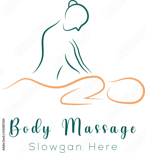 Body massage logo, Body Spa Centre icon, massage parlor, spa, relax, regenerate, essential oil, white background, vector illustration