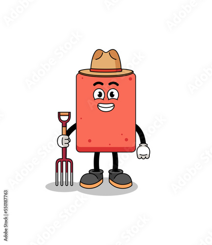 Cartoon mascot of brick farmer © Ummu