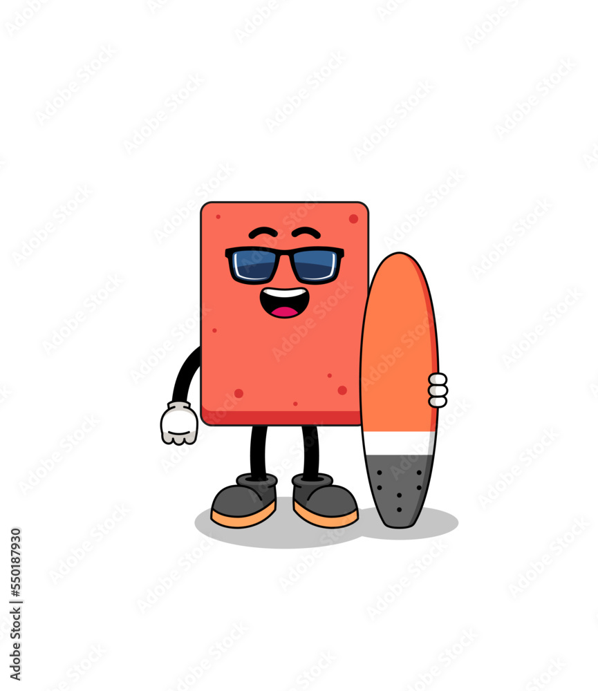 Mascot cartoon of brick as a surfer Mascot cartoon of brick as a surfer