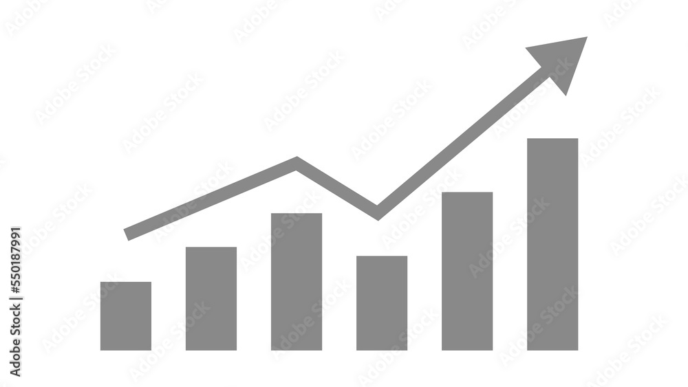 bar chart with uptrend arrow isolated on white background bar chart with uptrend arrow isolated on white background