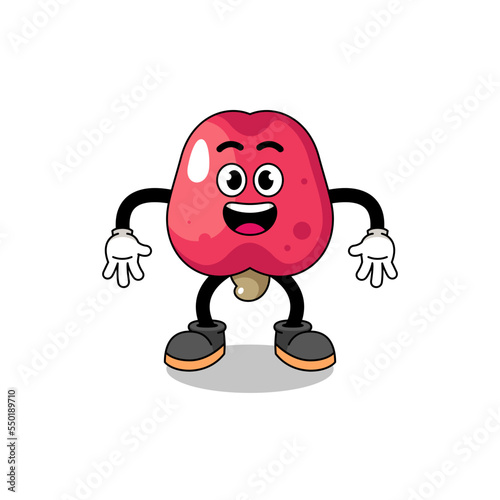cashew cartoon with surprised gesture