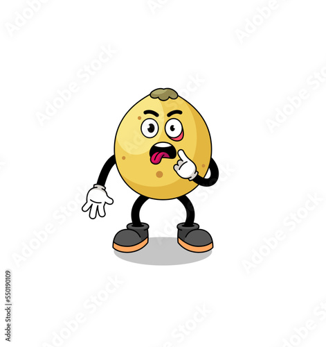 Character Illustration of langsat with tongue sticking out