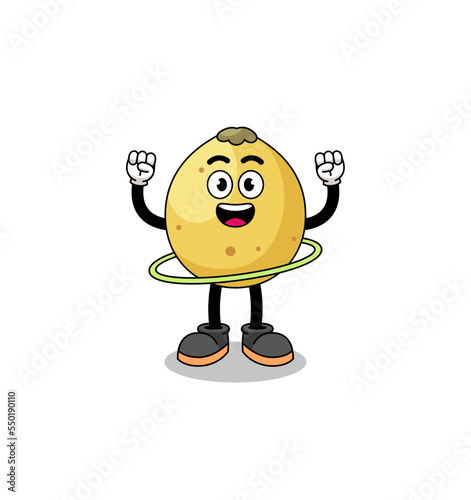 Character Illustration of langsat playing hula hoop