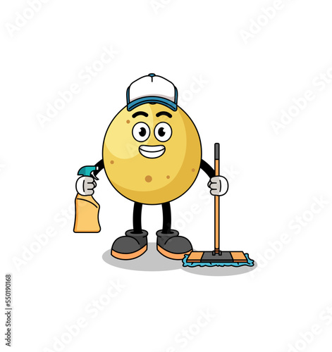 Character mascot of langsat as a cleaning services