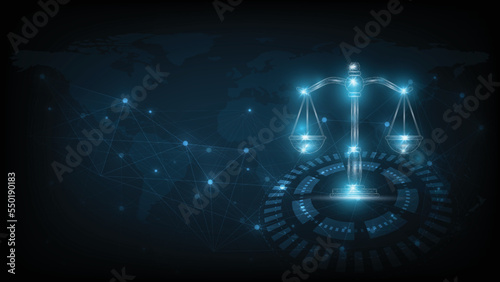 Internet law concept.Cyber Law as digital legal services Labor law, Lawyer, on Dark Blue blurred background.