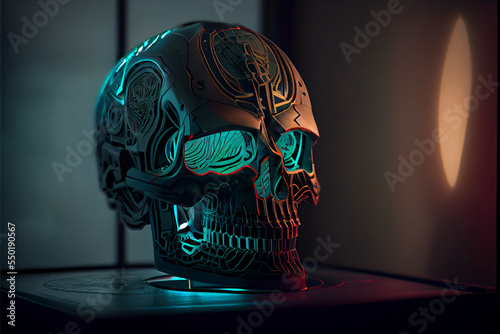 skull with neon inside