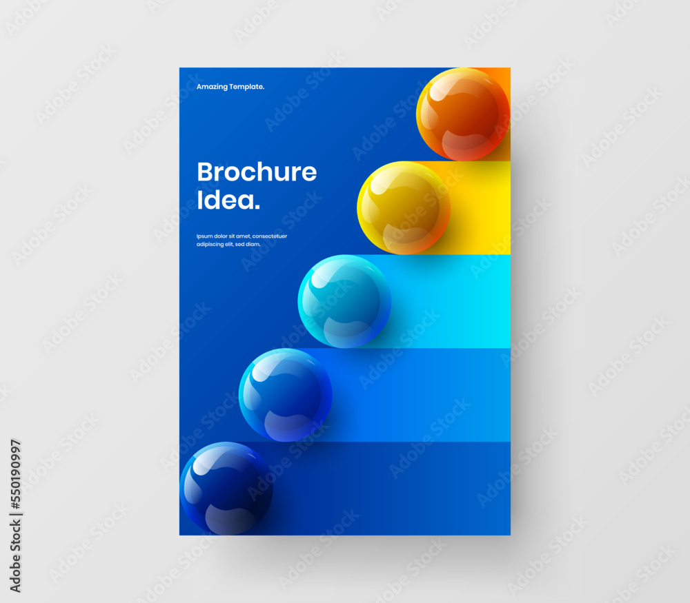 Unique realistic balls company brochure illustration. Minimalistic banner A4 design vector template. Unique realistic balls company brochure illustration. Minimalistic banner A4 design vector template.