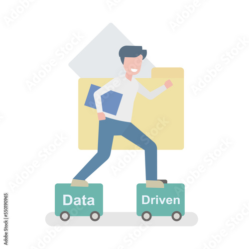 Data driven organization , data monetization making decision information, database drives competitive opportunities, Business growth and strategy development,Vector illustration.