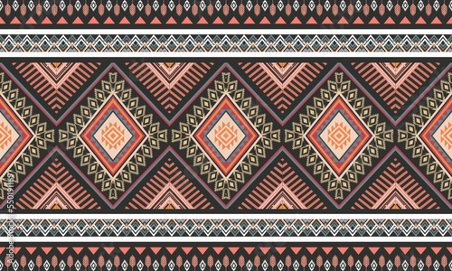 Geometric ethnic flower pattern for background,fabric,wrapping,clothing,wallpaper,Batik,carpet,embroidery style.  © K