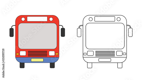 Coloring book red bus school 