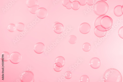 Abstract Beautiful Pink Soap Bubbles Background. Freshness Soap Sud Bubbles Water.