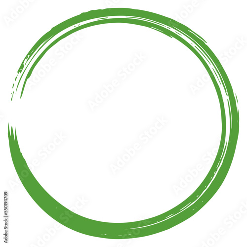 Zen Green Brush Circle Stroke Vector Art Painting Logo Design Template