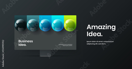 Original presentation vector design concept. Vivid monitor mockup web project illustration.