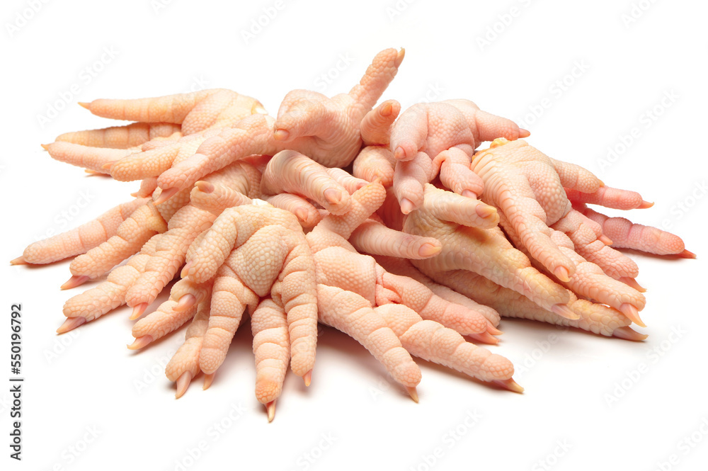 Chicken feet on white background Chicken feet on white background