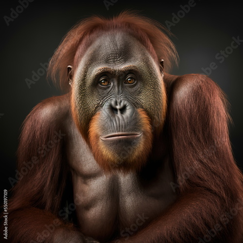 Orangutan Face Close Up Portrait - AI illustration 07