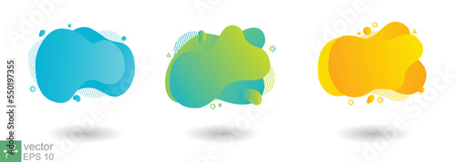 Abstract dynamic gradient graphic elements in modern style. Banners with flowing liquid shapes, amoeba forms. Logo, flyer, presentation, invitation, card template. Vector illustration EPS 10.