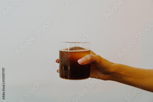 black coffee cold drip in glass