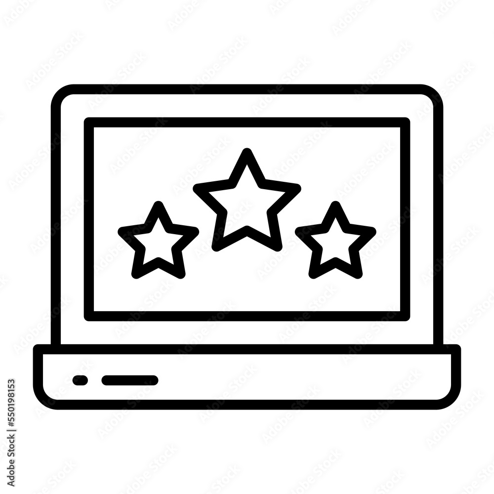 Star inside laptop showing concept of feedback Star inside laptop showing concept of feedback
