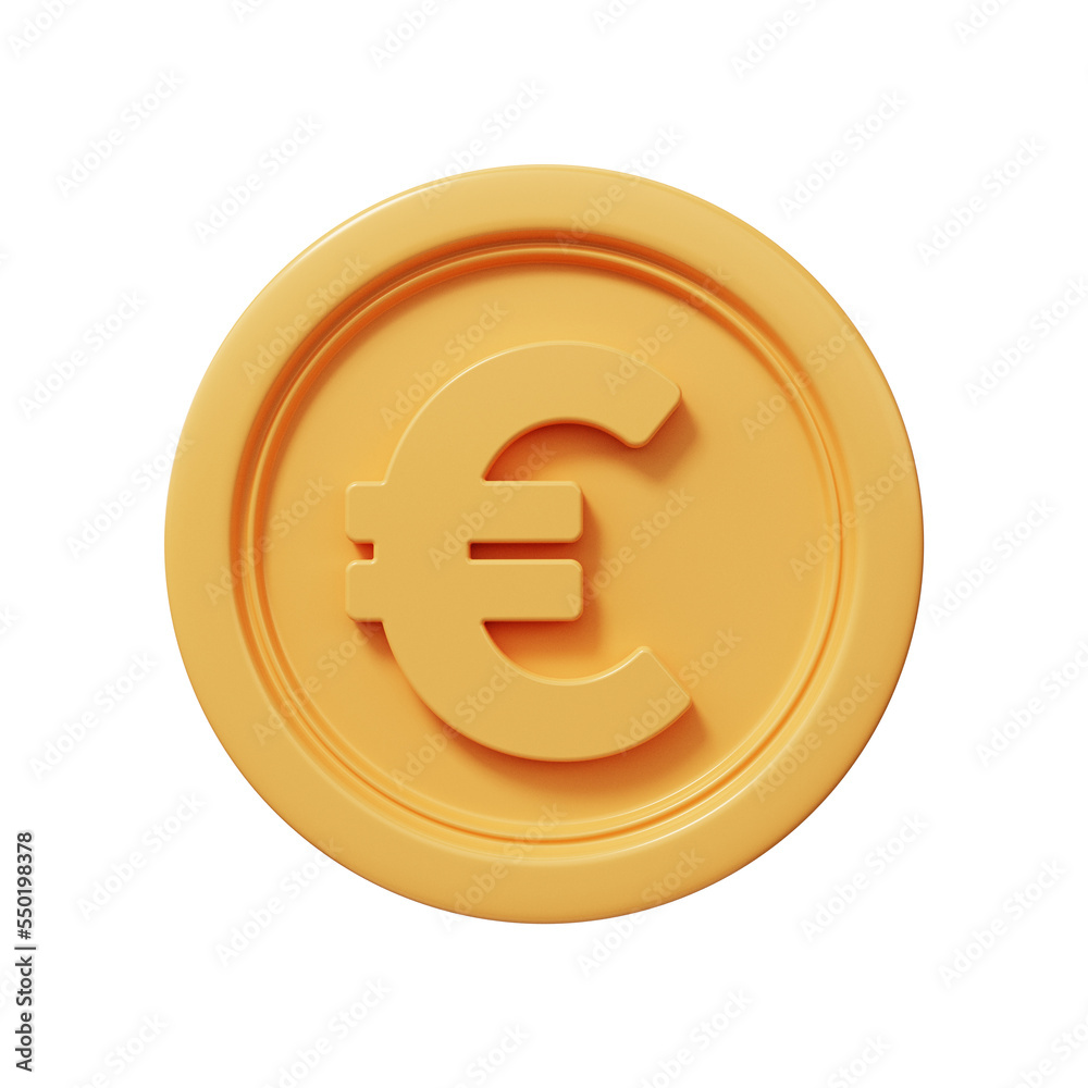 Obraz premium Golden euro coin 3d render..