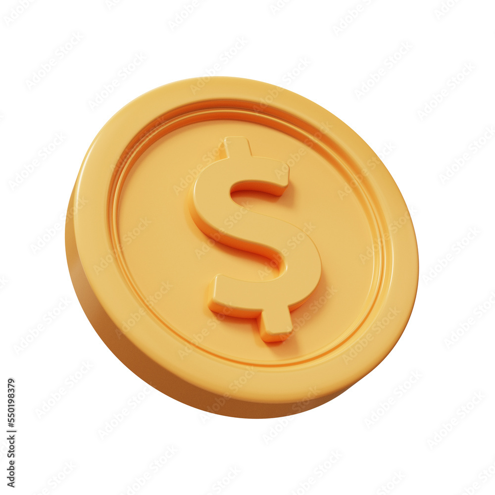 Golden dollar coin 3d render. Golden dollar coin 3d render.