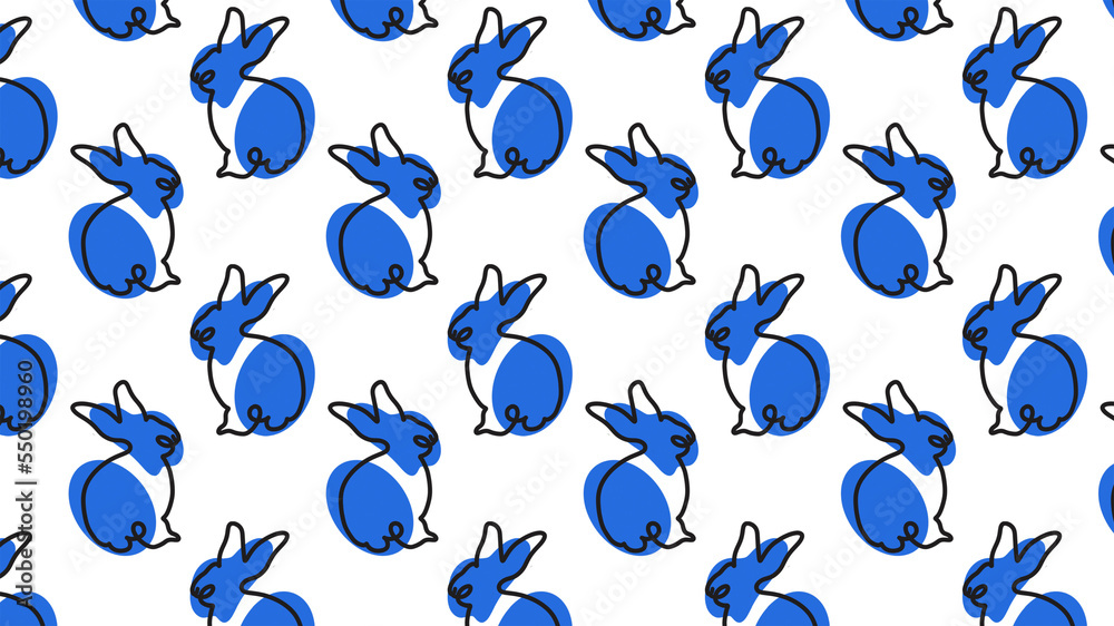 the symbol of the new year 2023. a cheerful blue bunny. background for packaging and banner design. the symbol of the new year 2023. a cheerful blue bunny. background for packaging and banner design.