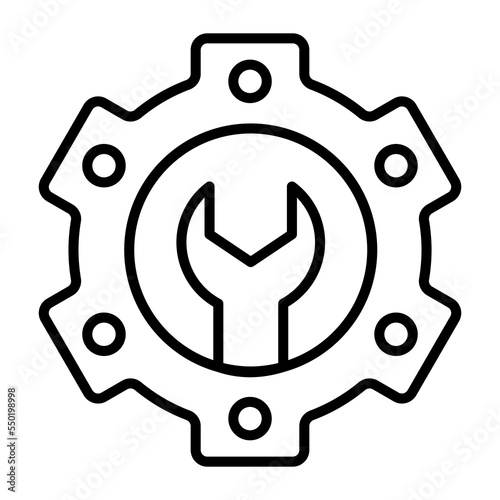Spanner with gear icon concept of settings in trendy style