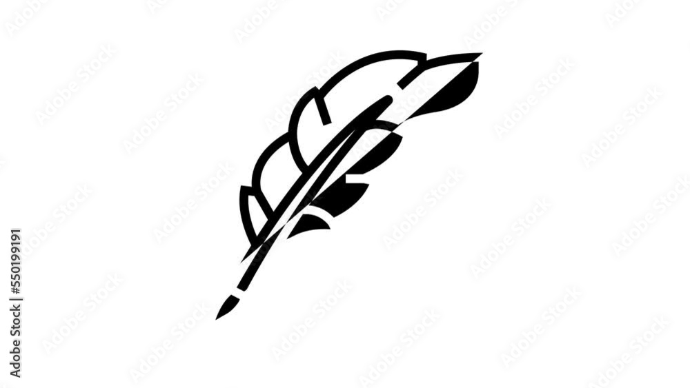 quill feather soft fluffy line icon animation quill feather soft fluffy line icon animation