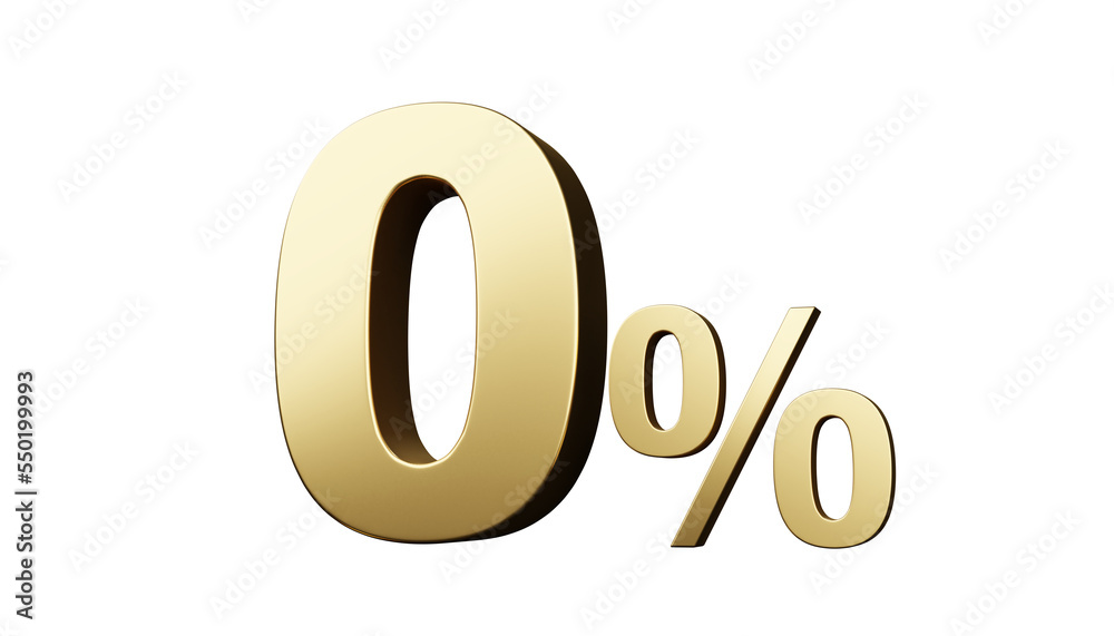 gold 3d zero percent or 0 number isolated on white background. 3d render illustration gold 3d zero percent or 0 number isolated on white background. 3d render illustration