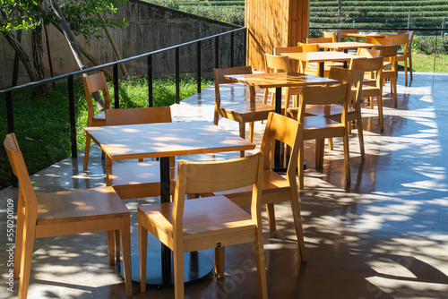 empty wood table and chair