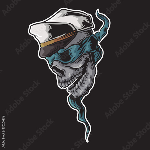 sea lord skull captain illustration