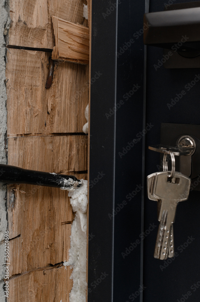Keys in the door lock of the interior door. Keys in the door lock of the interior door.