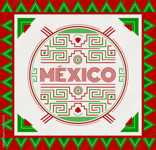 Mexico Maya Aztec emblem elements design flag colors