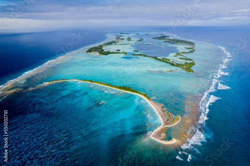 High wide aerial shot of Palmyra atoll. U.S. Minor outlying Island