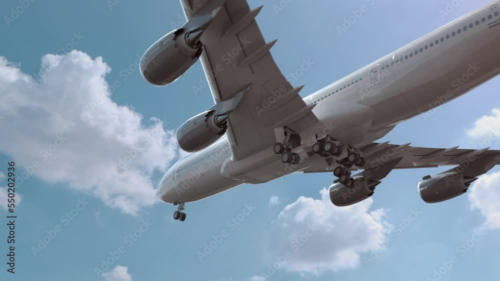 Airliner Flying and Landing Abu Dhabi . Airplane concept