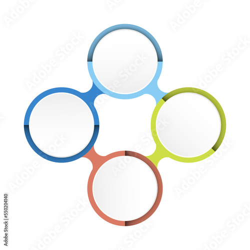 Basic circle infographic with 4 steps, process or options.